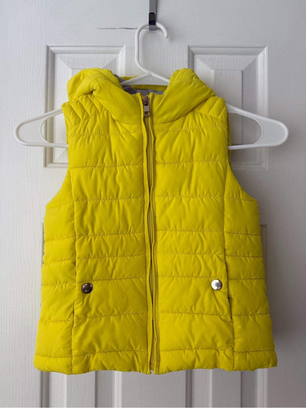 Zara Bright Yellow Quilted Hooded Puffer Vest sz 5/6 years
